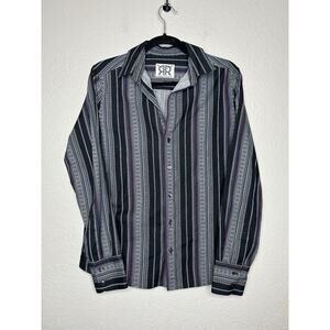 Double R by Ravi Ratan Western Button Up Shirt Long Sleeve Black Size Medium